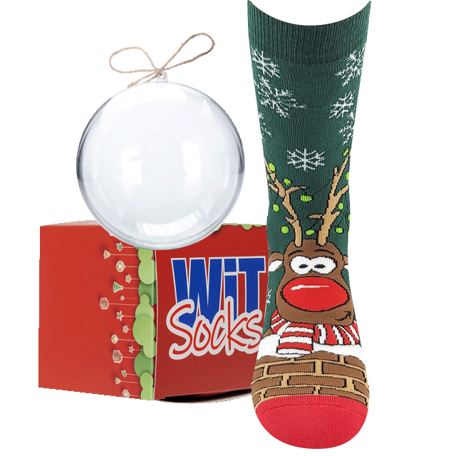 Thermosocken - Rentier 6 + Weihnachtskugel + Geschenkbox 