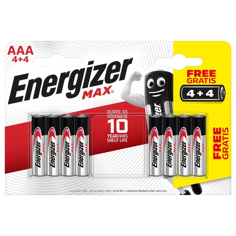 Mikrotužkové baterie MAX - 8x AAA - 4+4 zdarma - Energizer