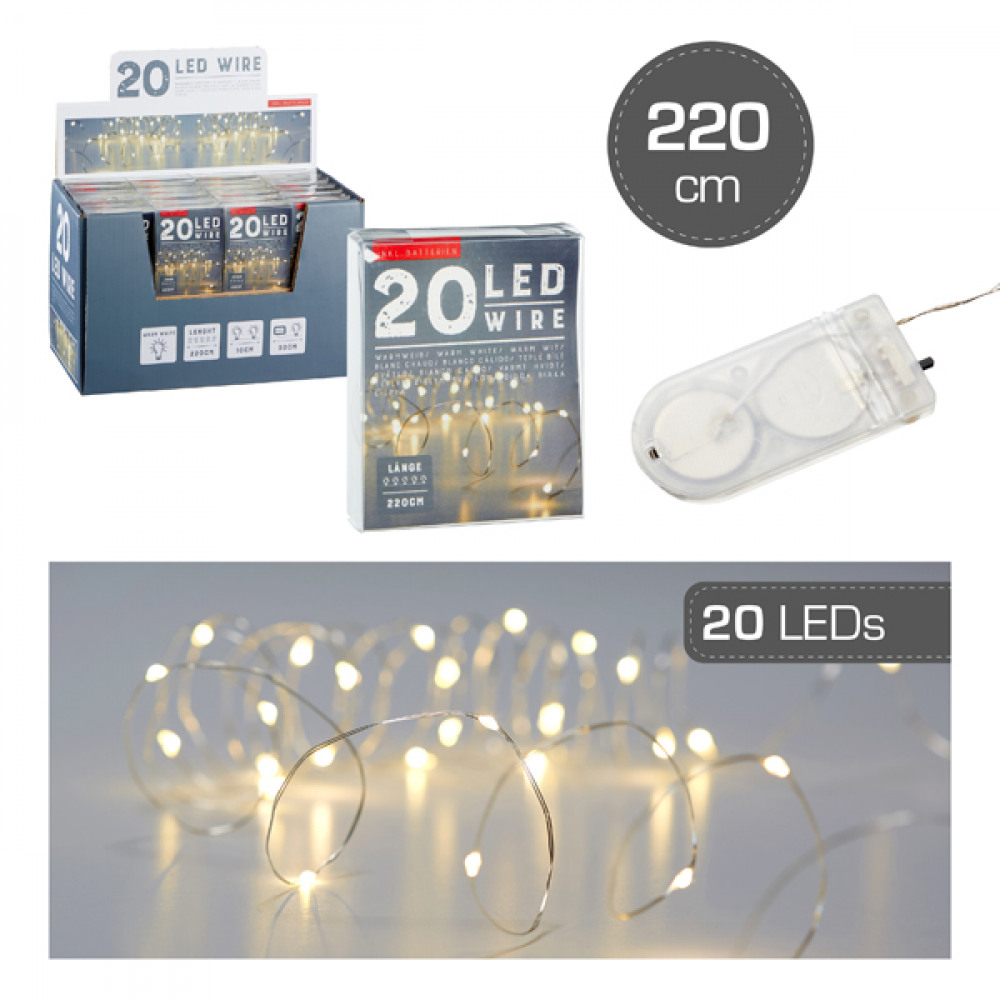 CPW Světelný řetěz micro 20 LED, 220cm, 2xCR2032, teplá bílá