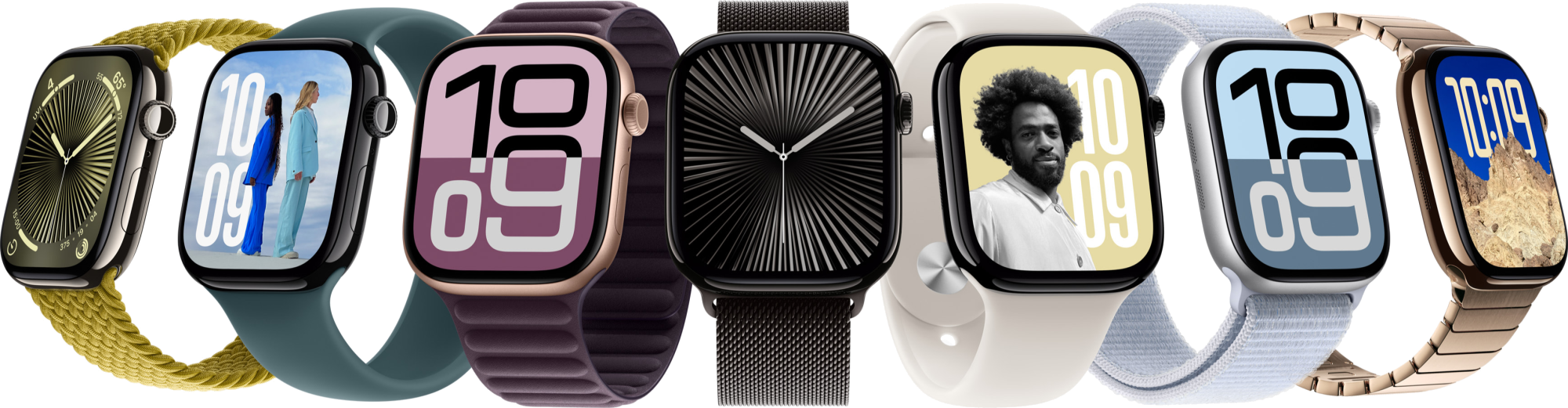 "Řemínky pro Apple Watch Series 10 (42mm) v různých stylech a materiálech, včetně silikonových, nylonových a kovových řemínků. Obrázek představuje širokou nabídku designů a barevných variant, které lze přizpůsobit každodenním aktivitám i speciálním příležitostem. Tyto moderní řemínky podtrhují eleganci a funkčnost hodinek, přičemž poskytují komfort a odolnost pro uživatele.