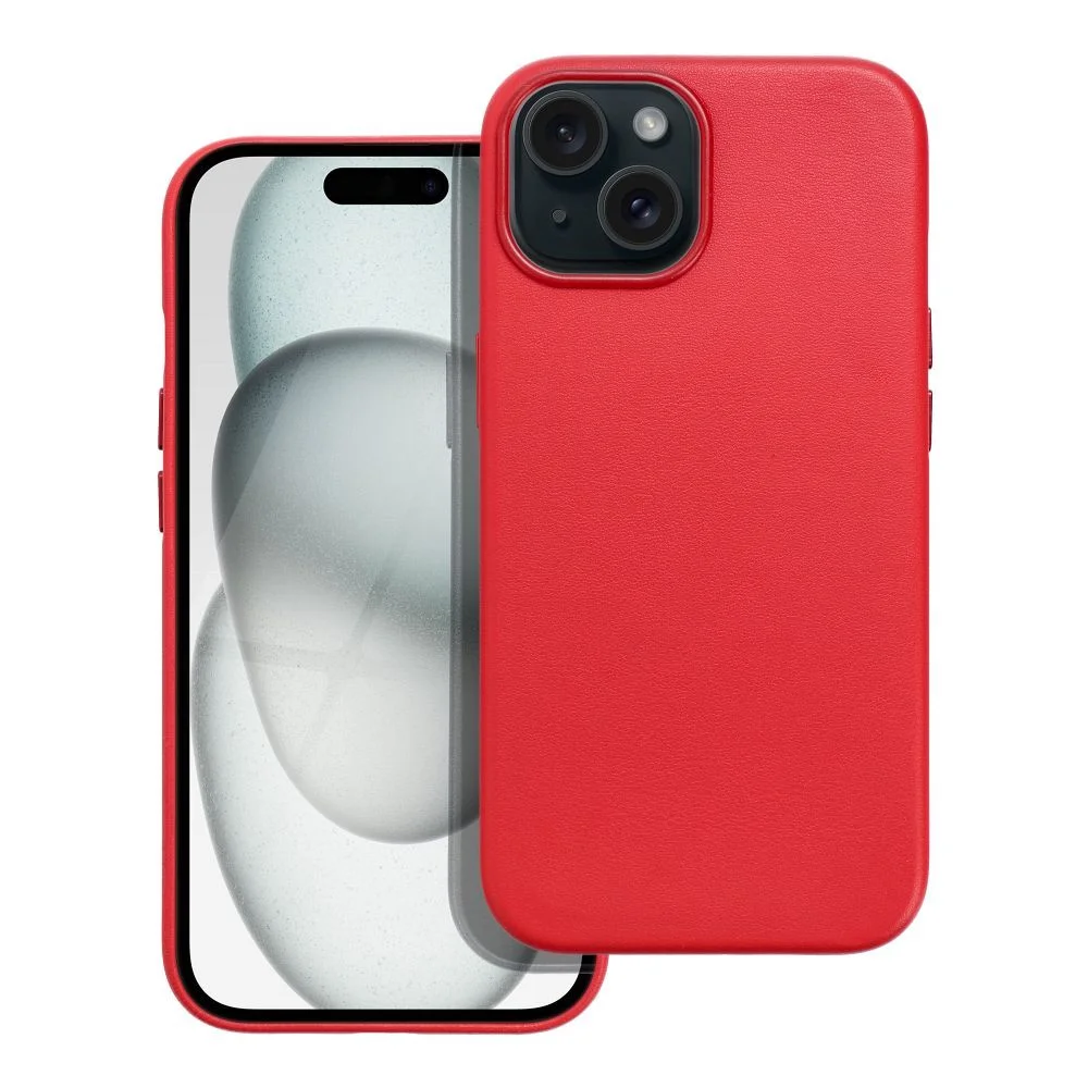 Pouzdro Leather Mag Cover na iPhone 15 - Červené