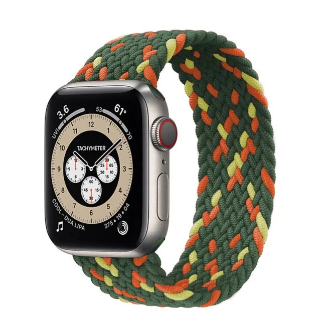 Řemínek iMore Braided Solo Loop Apple Watch Series 9/8/7 45mm - zelený/oranžový/žlutý (XS)