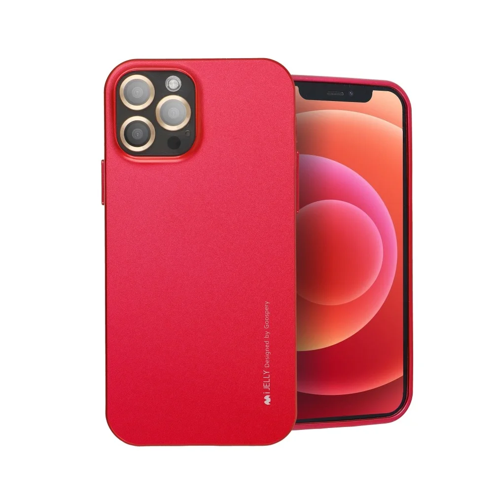 Pouzdro MERCURY i-Jelly Case silikonové iPhone 12/12 Pro - červená metalíza