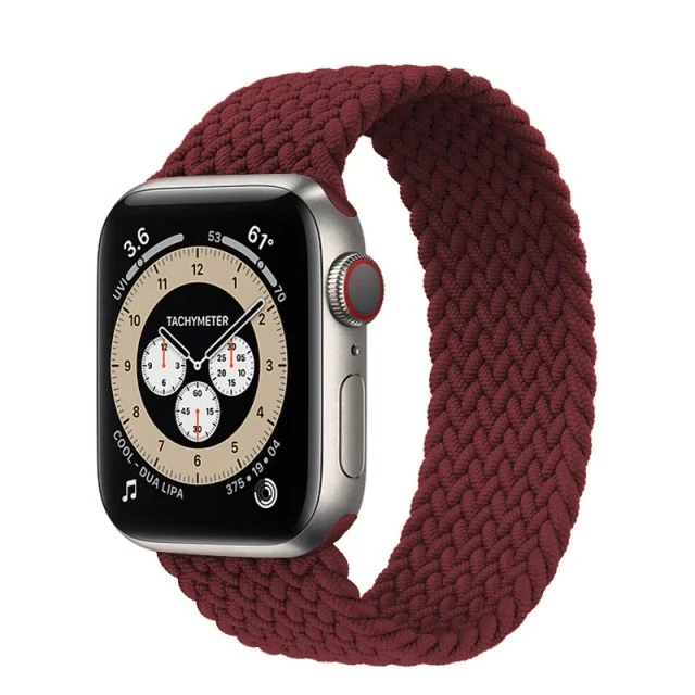 Řemínek iMore Braided Solo Loop Apple Watch Series 9/8/7 45mm - vínově červený (XS)