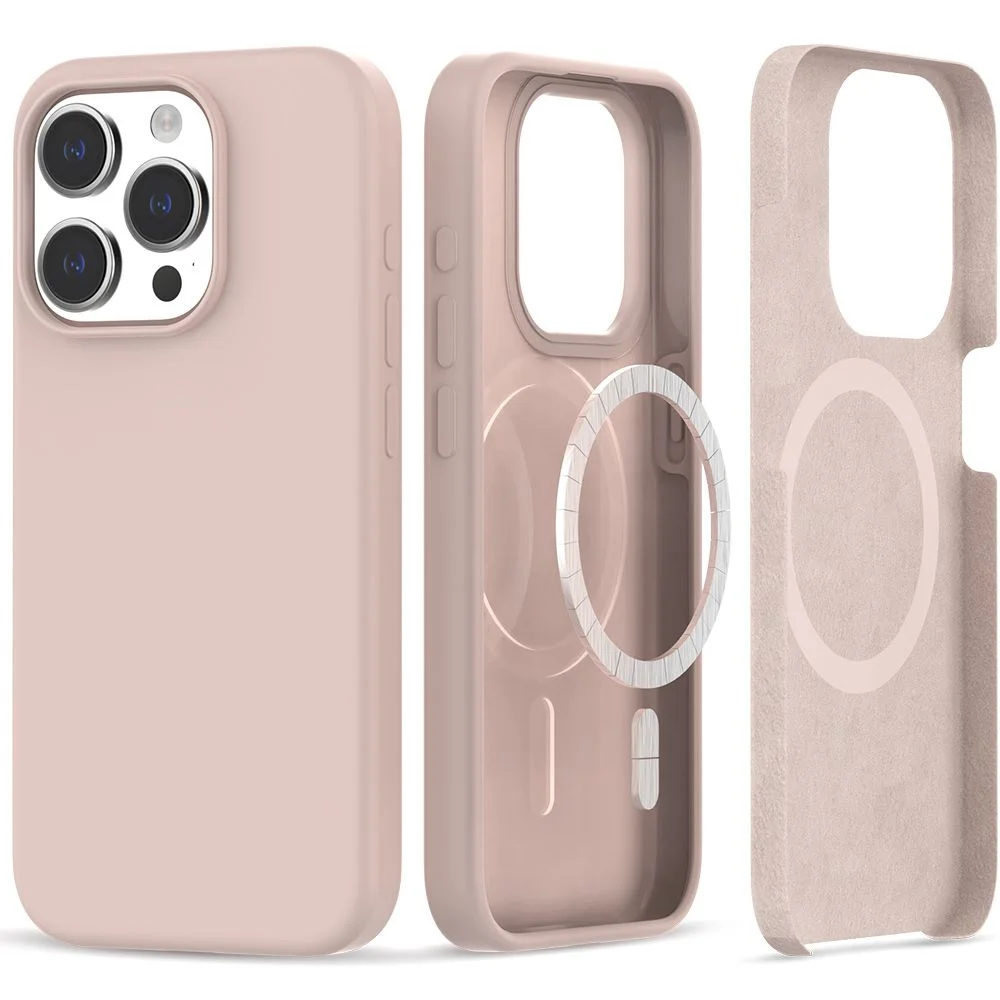 Pouzdro Tech-Protect Silicone MagSafe iPhone 15 Pro - Cukrovinkově růžové