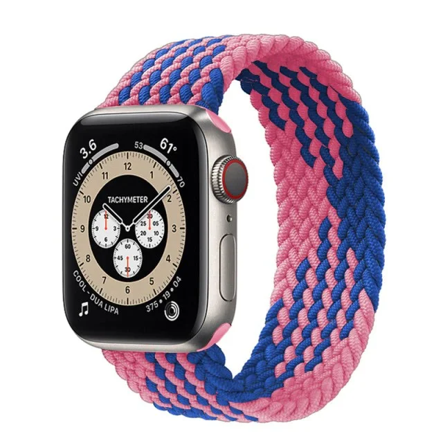 Řemínek iMore Braided Solo Loop Apple Watch Series 4/5/6/SE 40mm - růžový/modrý (XS)
