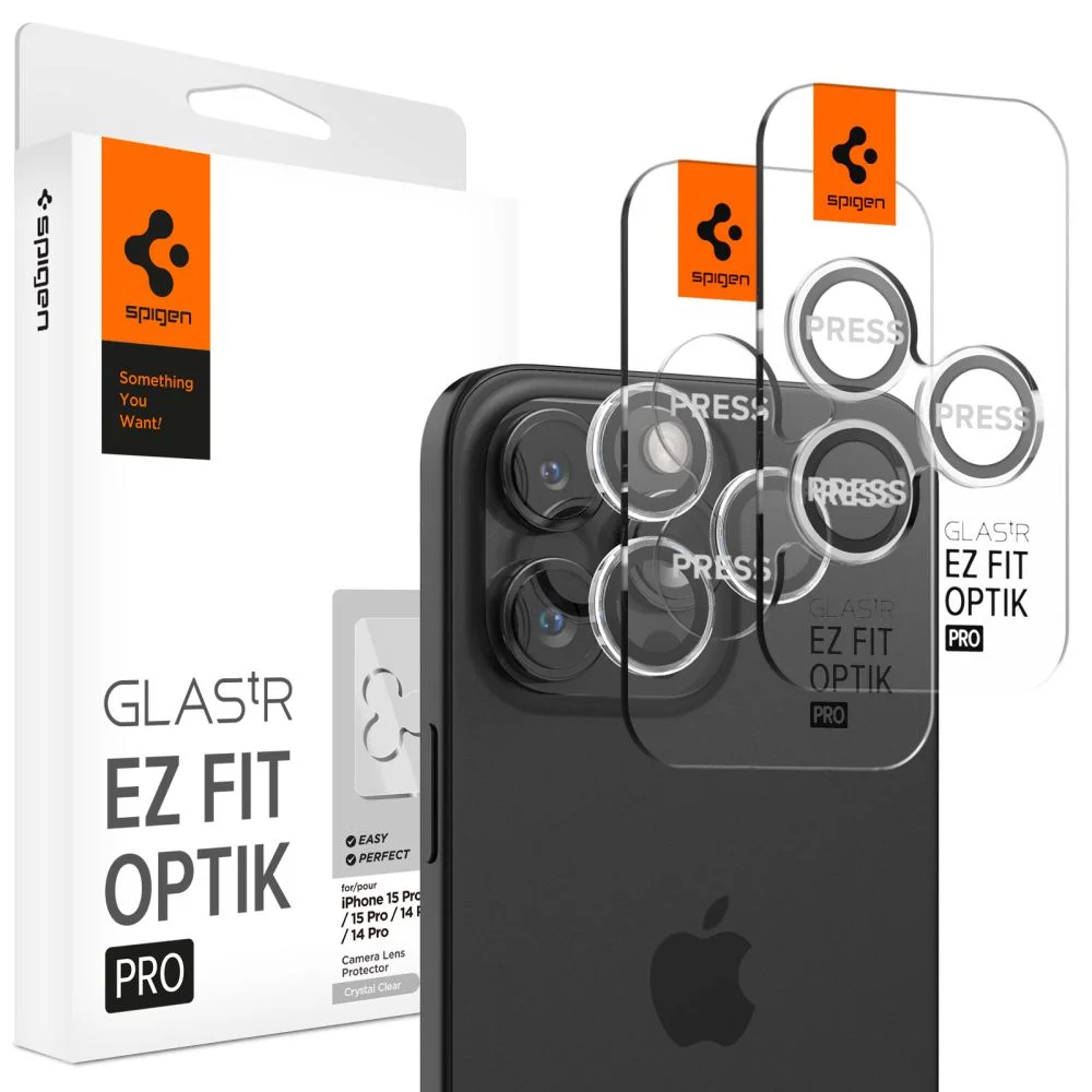 Spigen GLAStR EZ FIT Optik PRO 2-Pack iPhone 14 Pro /Pro Max, 15 Pro /Pro Max, 16 Pro /Pro Max - Crystal Clear