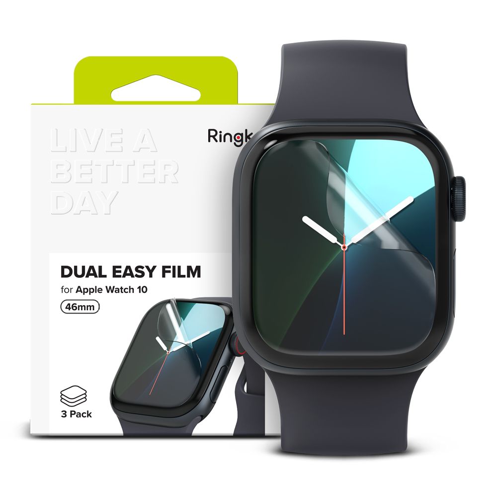 Ringke Dual Easy Film 3-Pack Apple Watch 10 (42mm) čirá