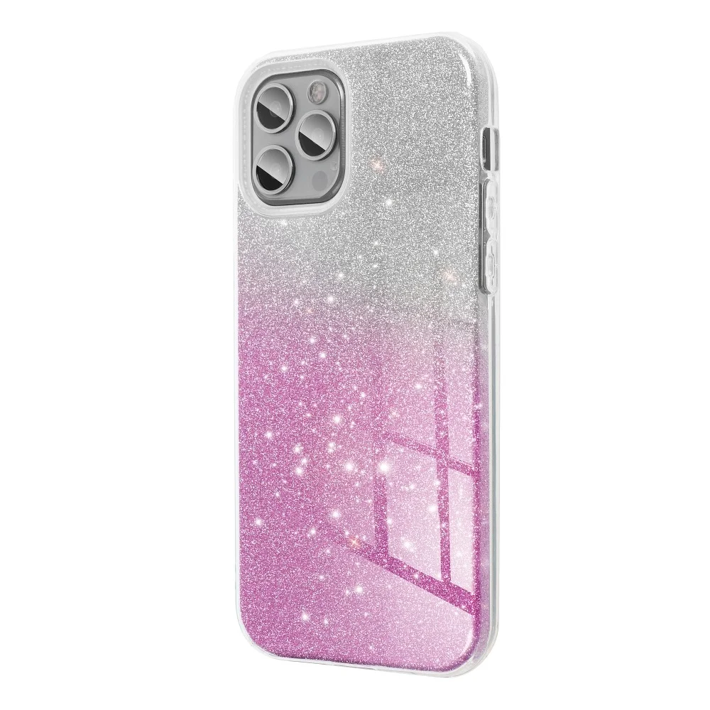 Pouzdro Forcell Shining Case iPhone 12 Pro Max - Stříbrné/Růžové