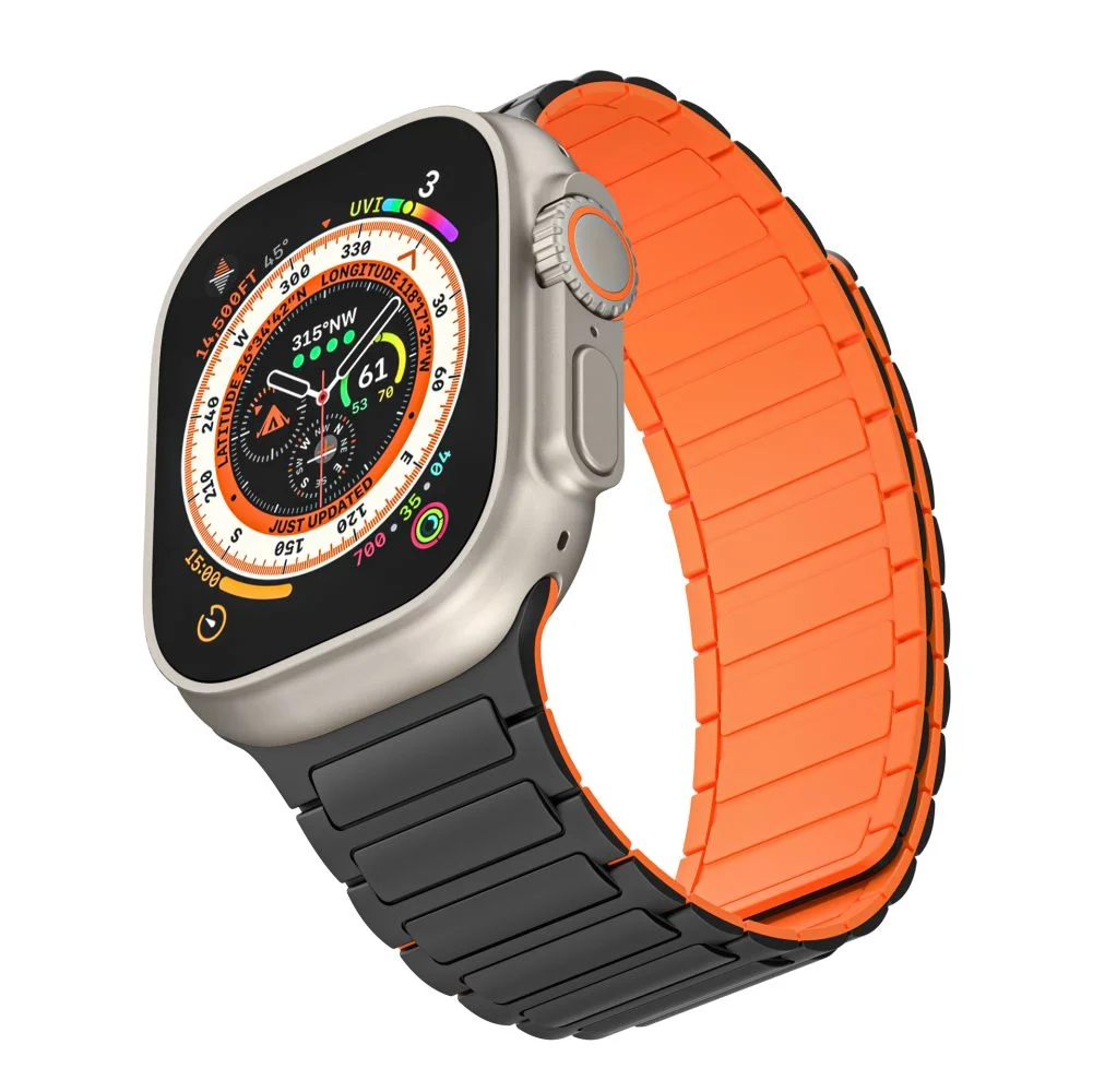 Řemínek Tech-Protect ICONBAND Magnetic pro Apple Watch 4/5/6/7/8/9/SE a Ultra 1/2 44/45/49mm - Černý/Oranžový