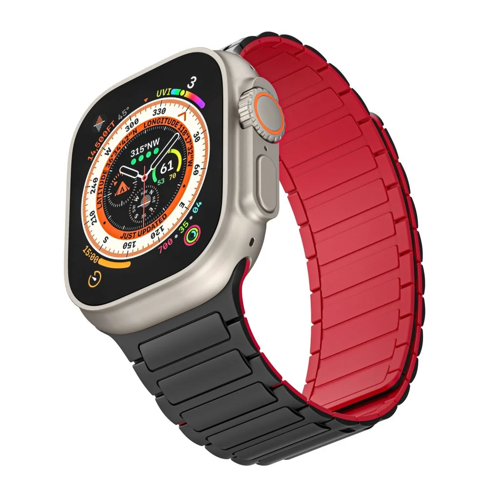 Řemínek Tech-Protect ICONBAND Magnetic pro Apple Watch 4/5/6/7/8/9/SE a Ultra 1/2 44/45/49mm - Černý/červený