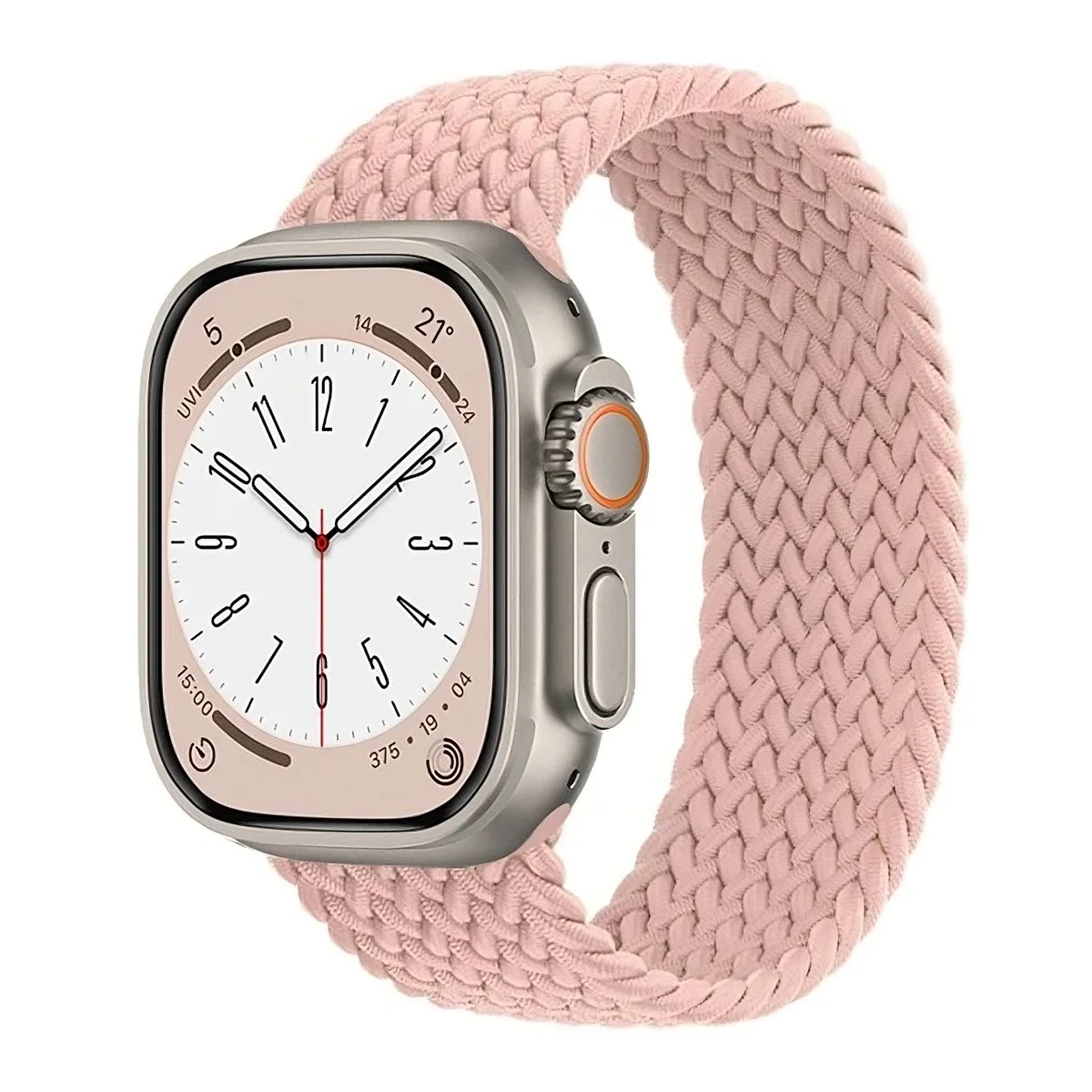 Řemínek iMore Braided Solo Loop Apple Watch Series 9/8/7 45mm - růžový jíl (S)