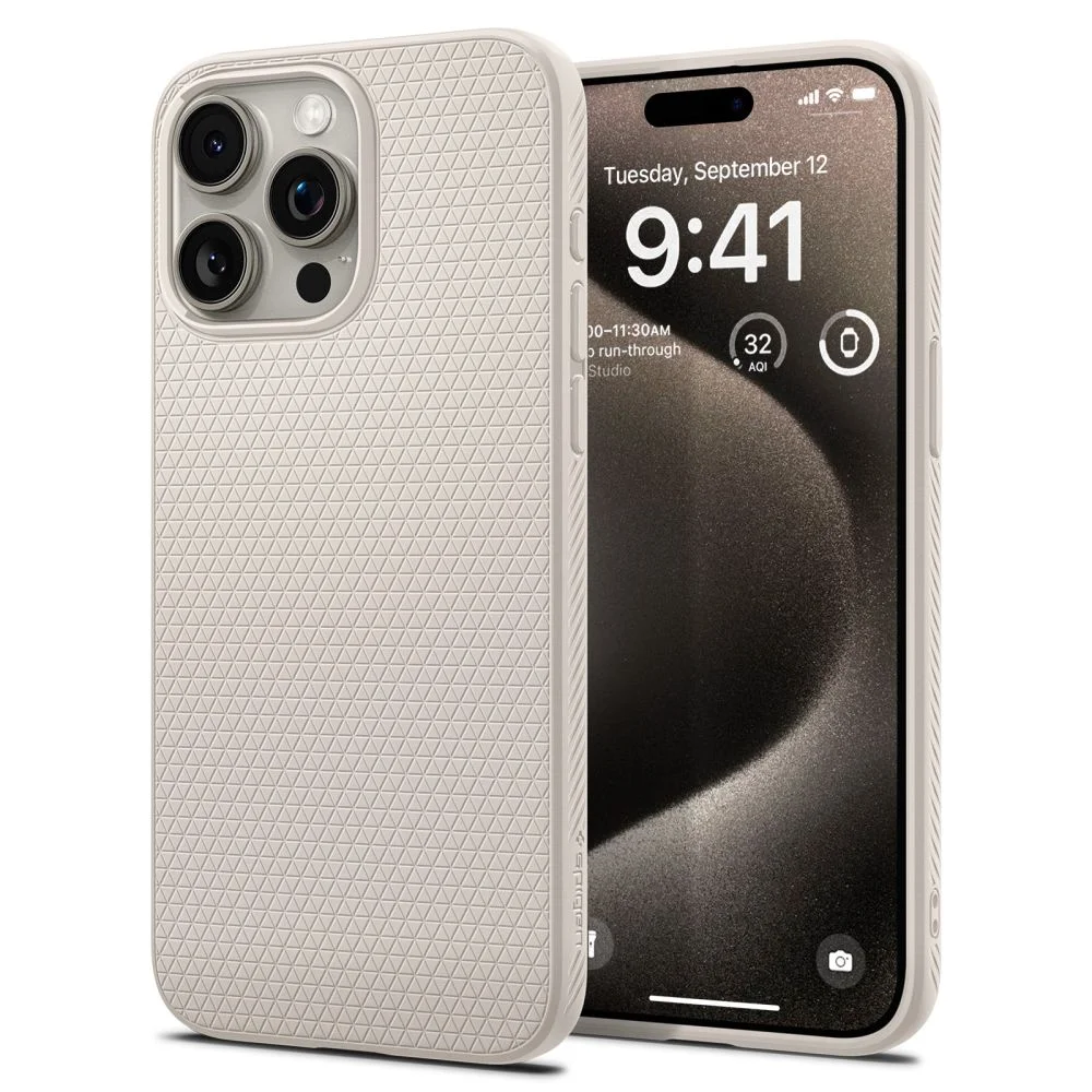 Pouzdro Spigen Liquid Air iPhone 15 Pro Max - Natural Titanium