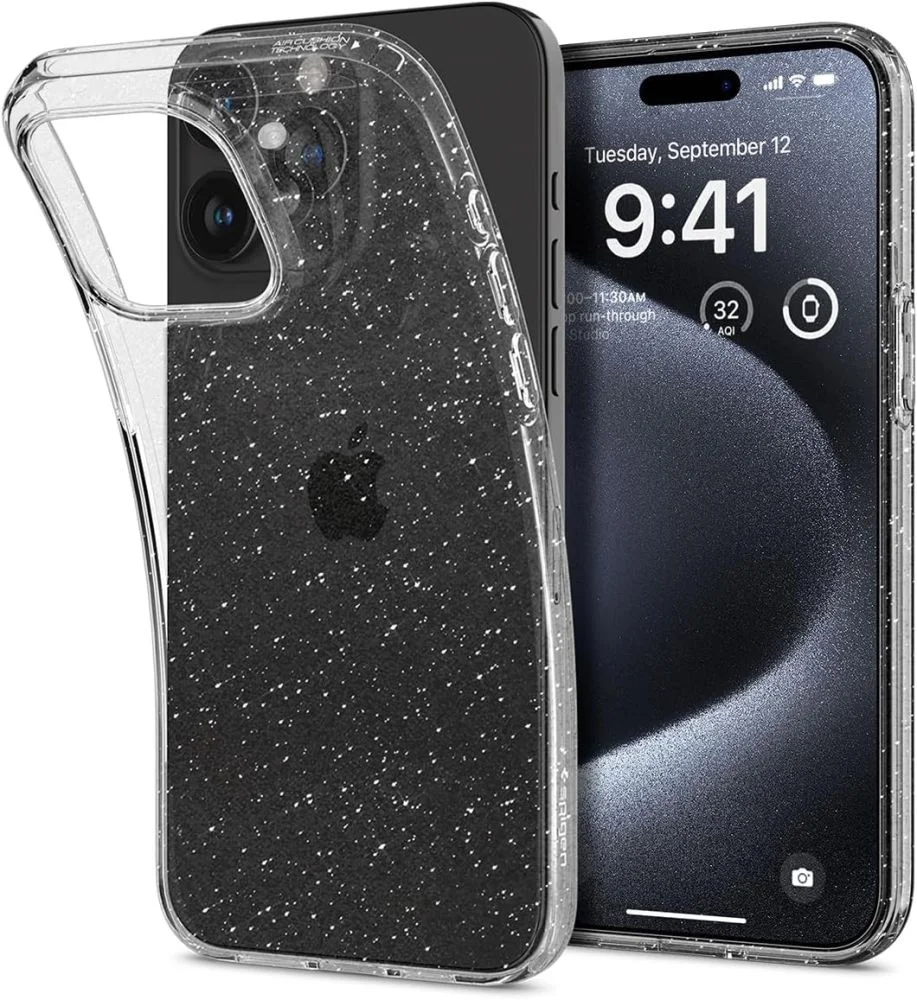 Pouzdro Spigen Liquid Crystal Glitter iPhone 15 Pro crystal quartz