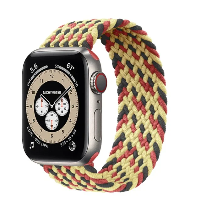 Řemínek iMore Braided Solo Loop Apple Watch Series 4/5/6/SE 40mm - červený/černý/žlutý (L)