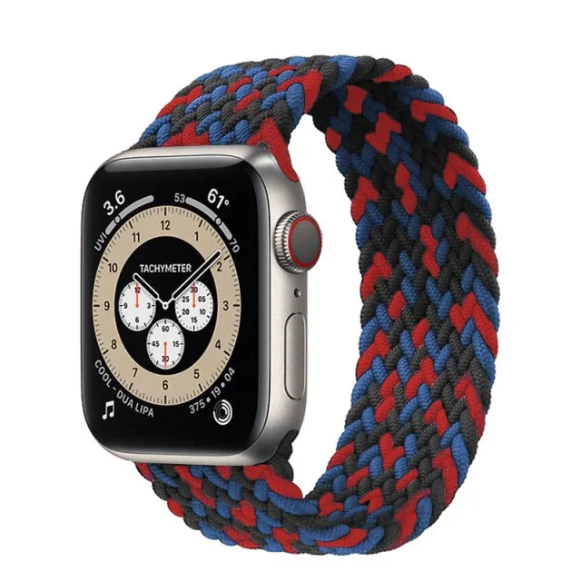 Řemínek iMore Braided Solo Loop Apple Watch Series 4/5/6/SE 44mm - červený/černý/modrý (S)