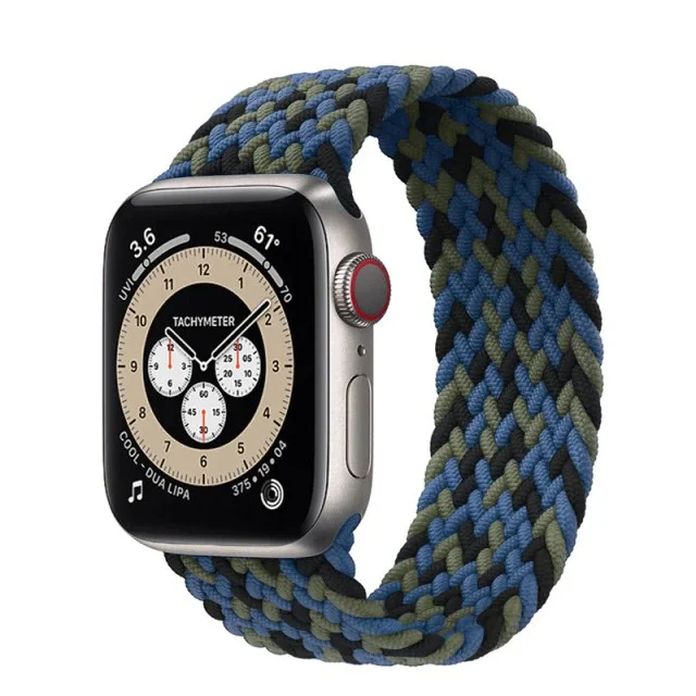 Řemínek iMore Braided Solo Loop Apple Watch Series 4/5/6/SE 40mm - modrý/černý/zelený (L)