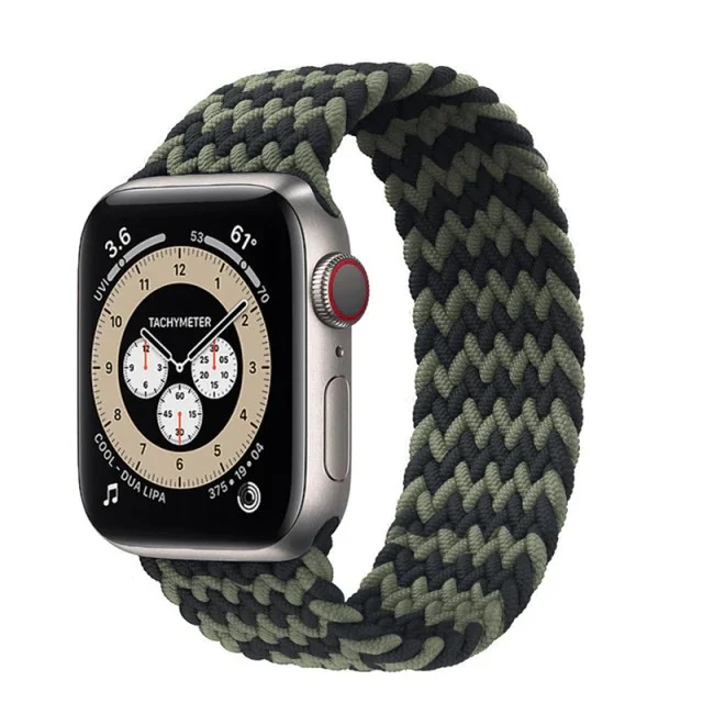 Pletený navlékací řemínek pro Apple Watch Ultra 1/2 49mm - zelený/černý (L)