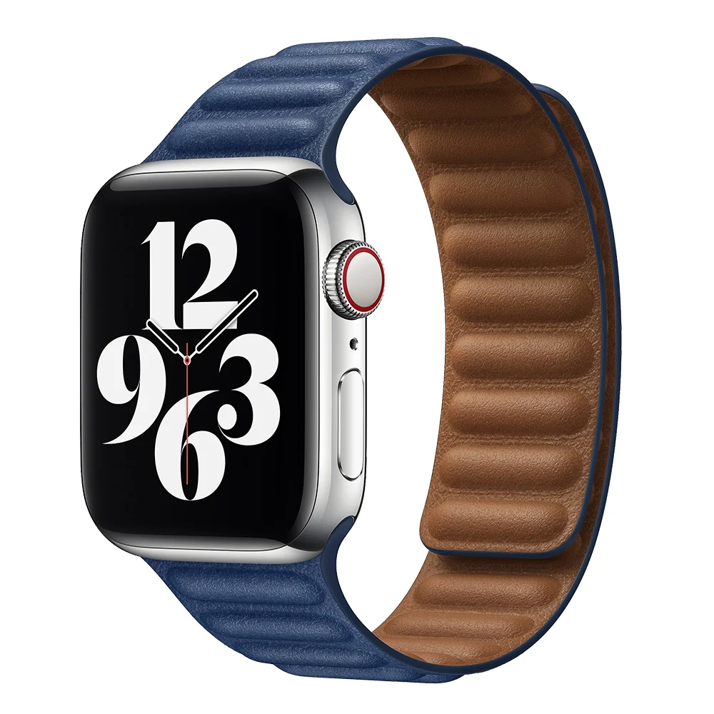 iMore Řemínek Kožený tah Apple Watch Series 9/8/7 (45mm) - tmavě modrý