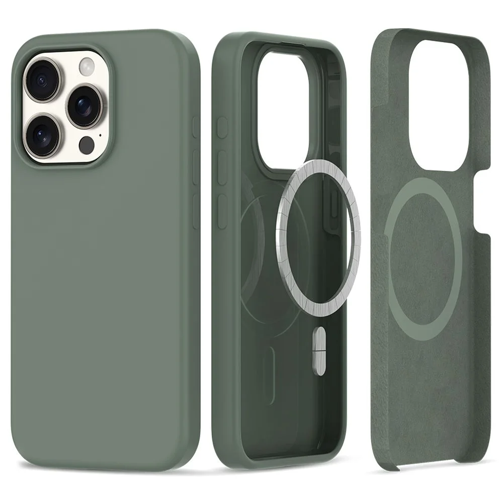 Pouzdro Tech-Protect Silicone MagSafe iPhone 15 Pro Max - Olivové