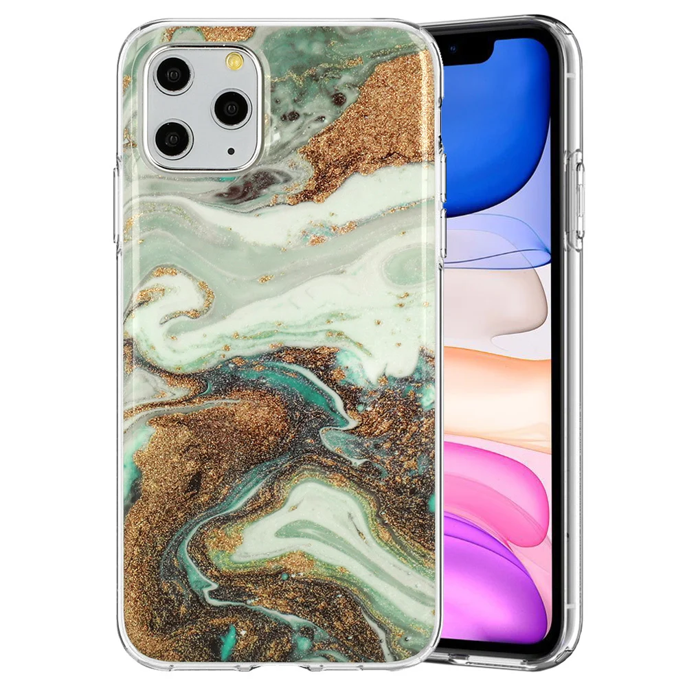 Pouzdro TopQ iPhone 12 Pro silikon Marble Glitter - Design 5