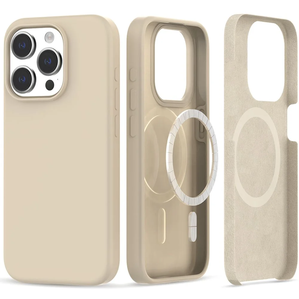 Pouzdro Tech-Protect Silicone MagSafe iPhone 15 Pro - Pískově béžové