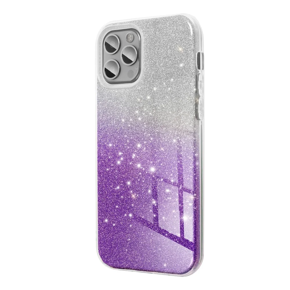 Pouzdro Forcell Shining Case iPhone 12 Pro Max - Stříbrné/Fialové