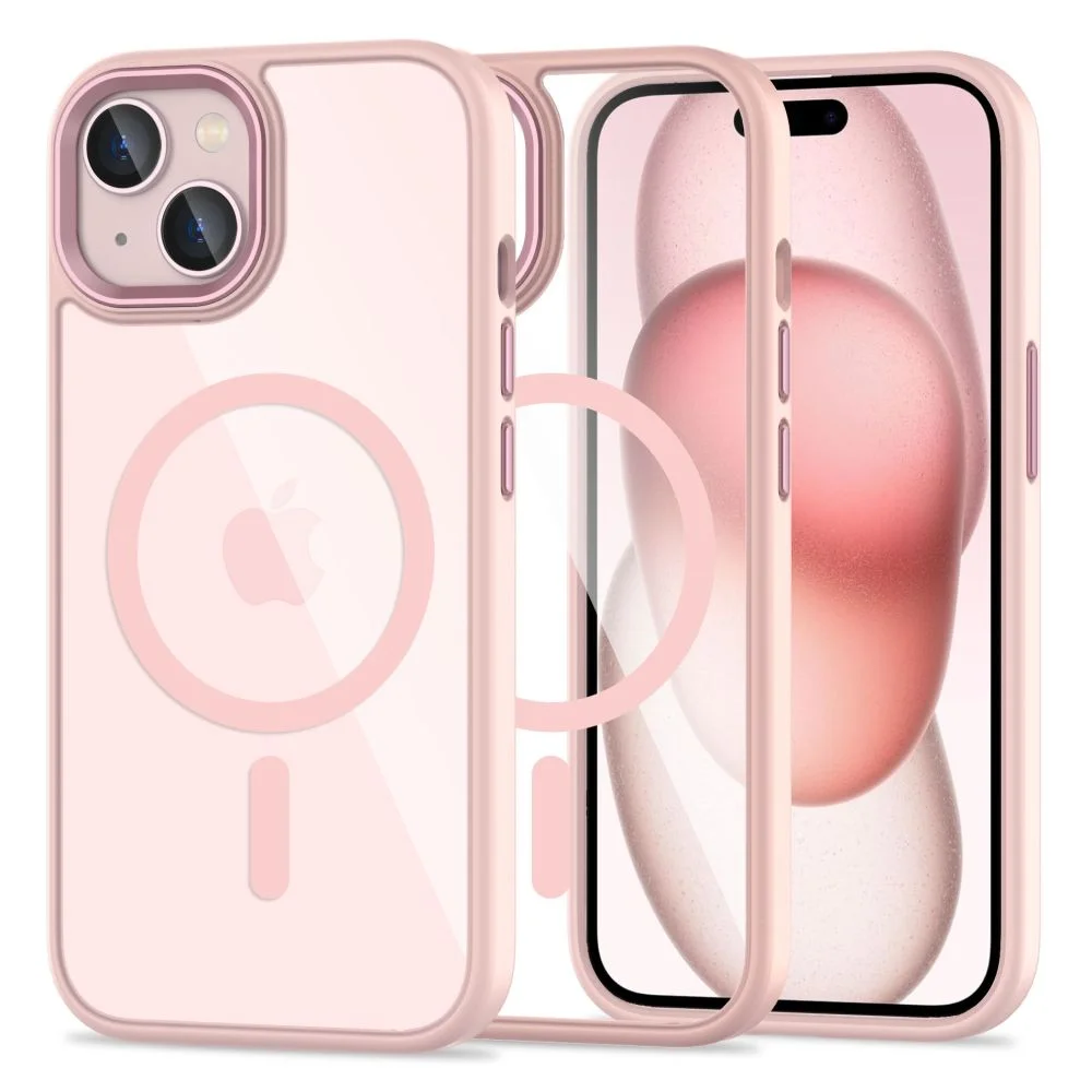 Pouzdro Tech-Protect Magmat MagSafe iPhone 15 - Růžové / čiré