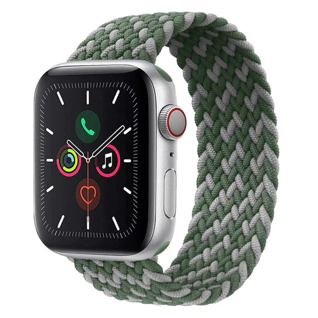 Řemínek iMore Braided Solo Loop Apple Watch Series 4/5/6/SE 40mm - zelený šedý (S)